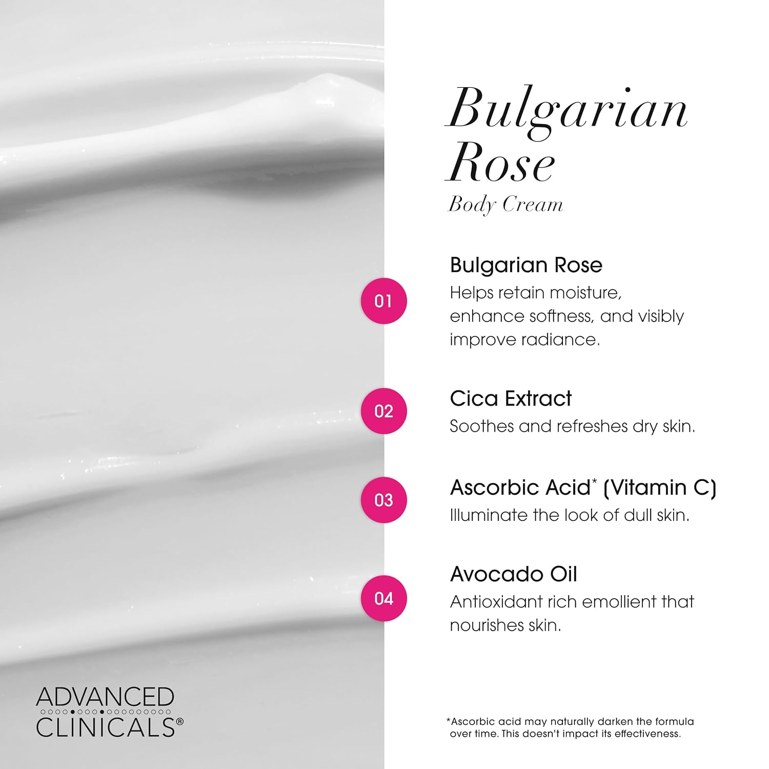 Advanced Clinicals Bulgarian Rose Lotion For Women | Rose Scented Vitamin C Body Lotion Cream | Anti Aging Vitamin E Moisturizer Body Butter Improves Look Of Sagging Dry Skin & Texture, 16 Oz, 2-Pack - Image 5