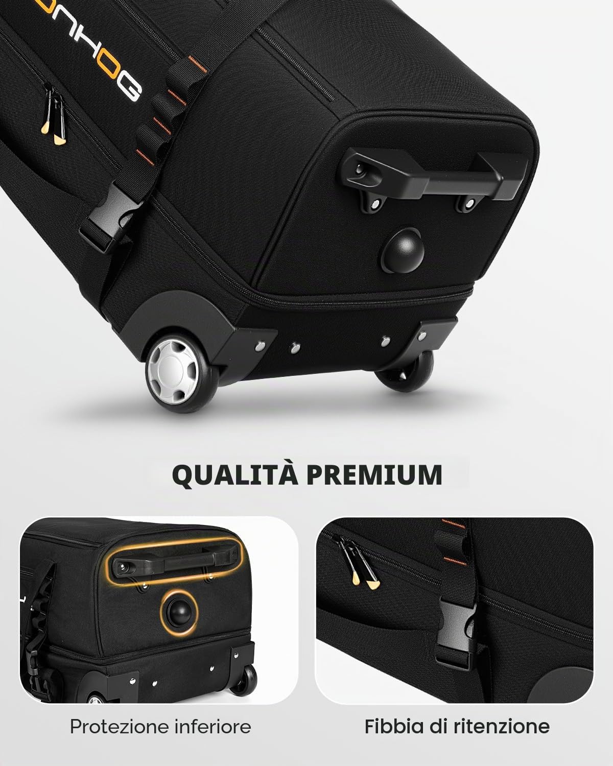 Ponhog Borsone da Viaggio con Ruote - Borsone Trolley con Ruote Impermeabile per Vacanze, 55cm/56cm/65cm