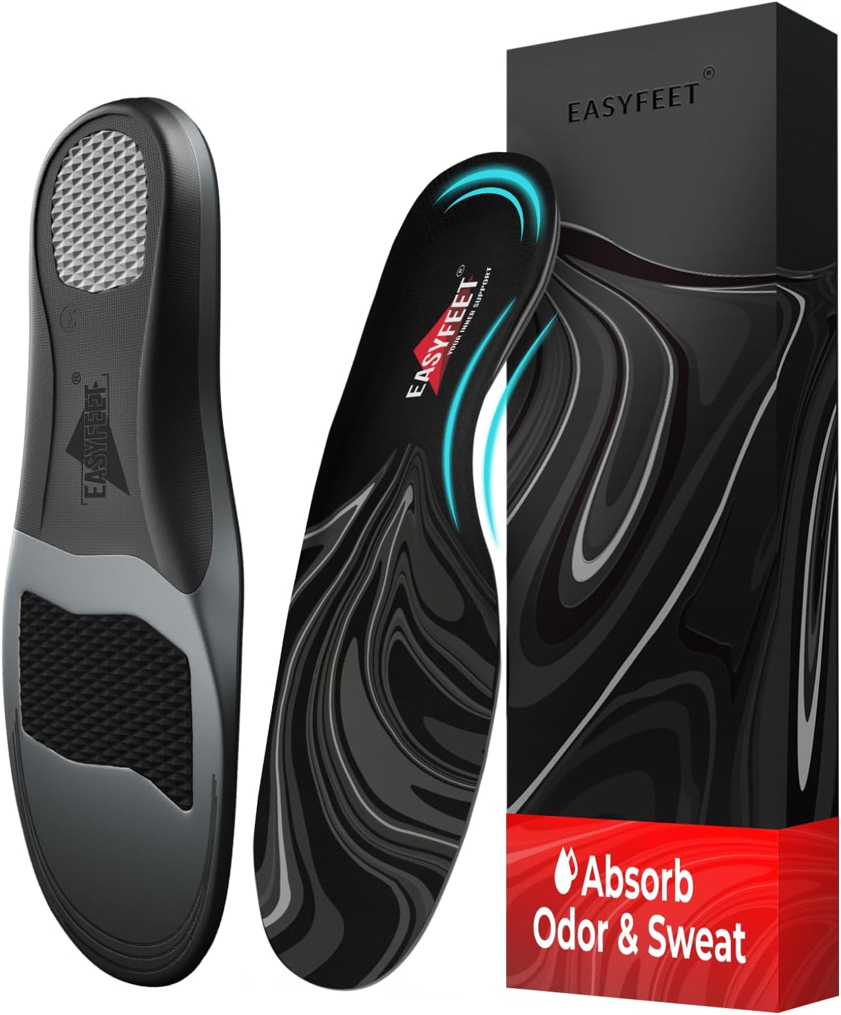 Premium Orthotic Insoles for Men Women - High Arch Support Shoe Inserts for Plantar Fasciitis Pain and Leg Fatigue - All Day Comfort with Odor Control Shock Absorption