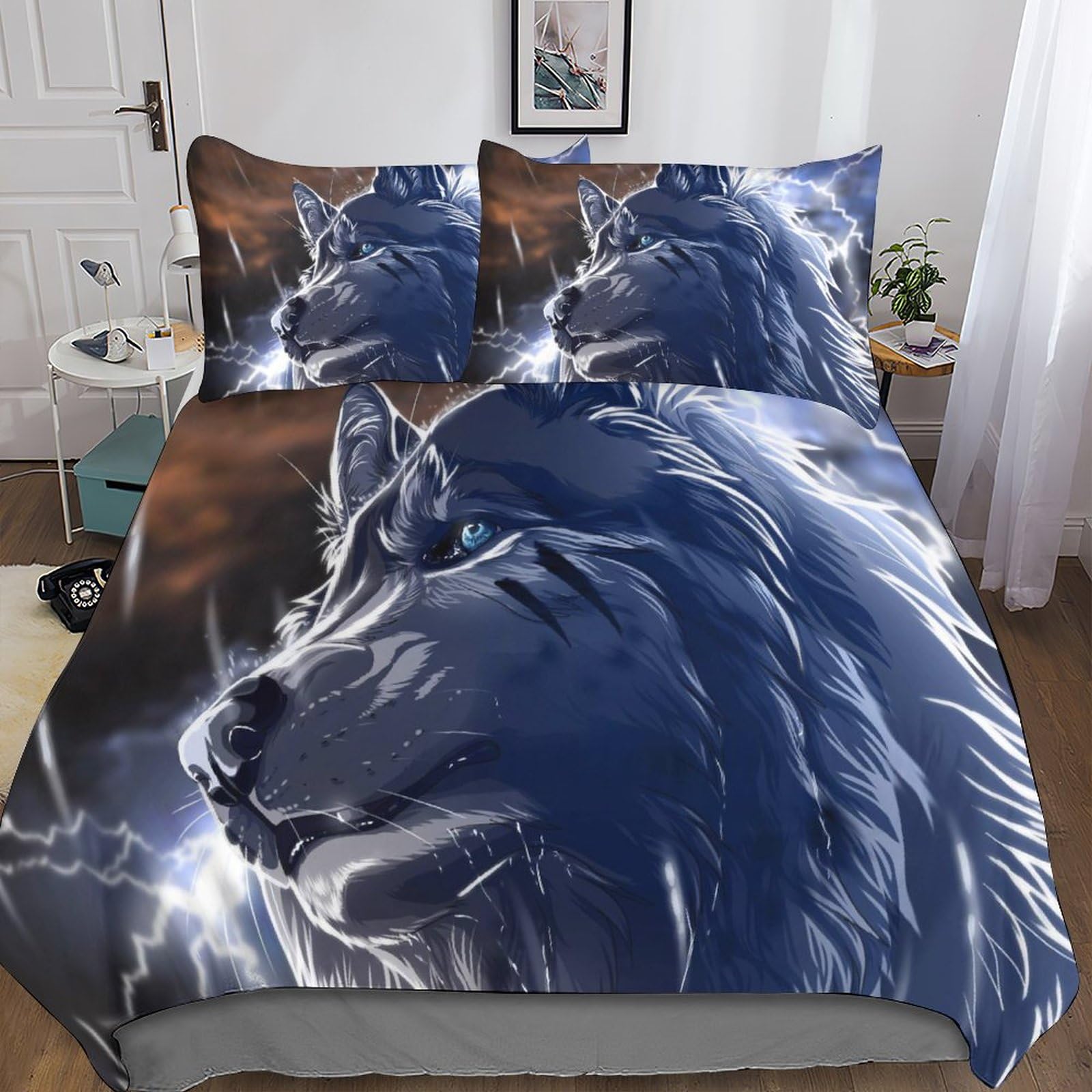 Parure de lit loup fermeture éclair housse de couette hypoallergénique enfant