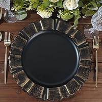 Vista 53 de Efavormart 6 Pack 13" Gold Acrylic Plastic Dinner Plate Chargers With Gold Brushed Wavy Scalloped Rim