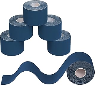 BB Sport 6 Rollos Cinta Kinesiología Tape Muchos Colores 5 m x 5 cm Cinta Muscular E- Book Ejemplos Aplicación, Color:azul oscuro