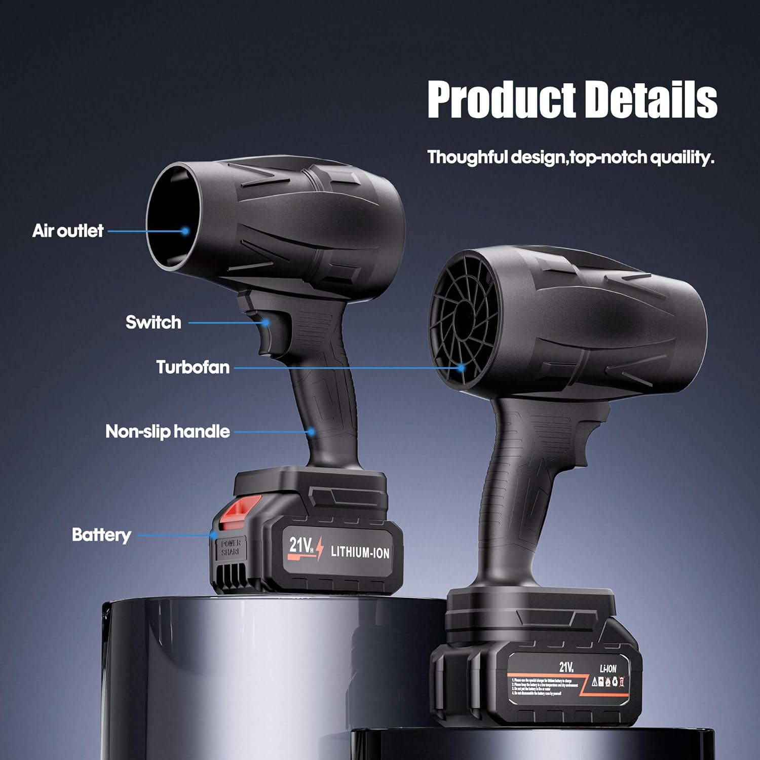 DAILYLIFE Electric Cordless Leaf Blower, 130MPH Handheld Leaf Blower, 2X 2.6Ah Battery and Charger Included, Lightweight & Portable for Patio Cleaning, Lawn Care, Car and Dust - Image 6