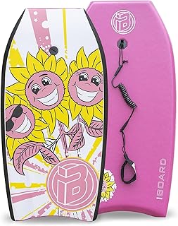Bodyboard with Wrist Leash Lightweight Body Board for Adults with EPS Core 33/37/41 Inch Choose Color