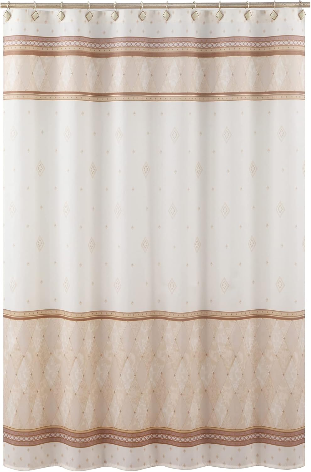 Corinthia Classic Beige Polyester Fabric Cream Printed Elegant Farmhouse Shower Curtains,Contemporary Ivory Decorative Waterproof Modern Cloth Tan Bathroom Curtains,72" W x 72" L