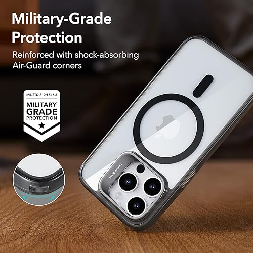 Vista 686 de ESR - Funda para iPhone 15 compatible con MagSafe, funda protectora de grado militar con soporte integrado, cubierta trasera resistente a