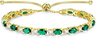 FANCIME 14K Gold Plated Birthstone Bracelets 4mm Sterling Silver Bolo Tennis Bracelets Gold Bracelets Birthday Jewelry Gifts for Women 7"