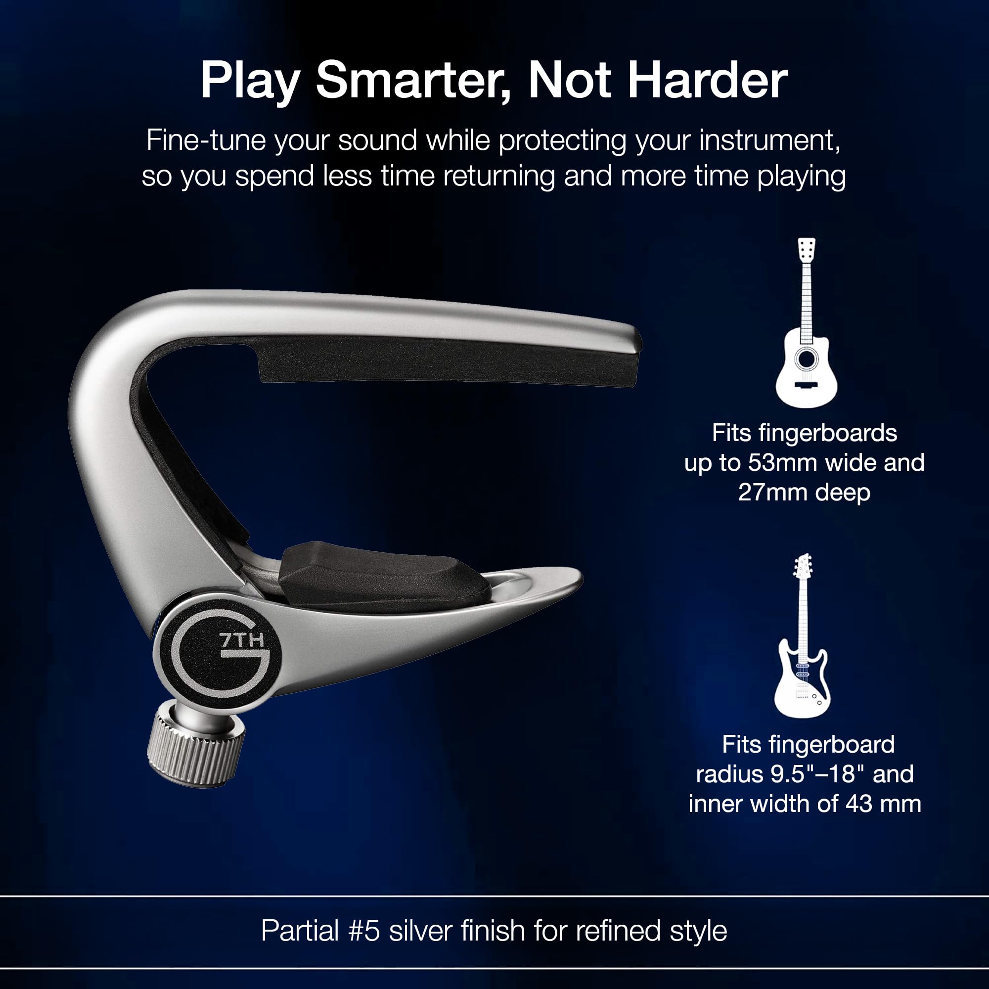 Amazon.com: G7th Newport Guitar Capo - String Partial Silver