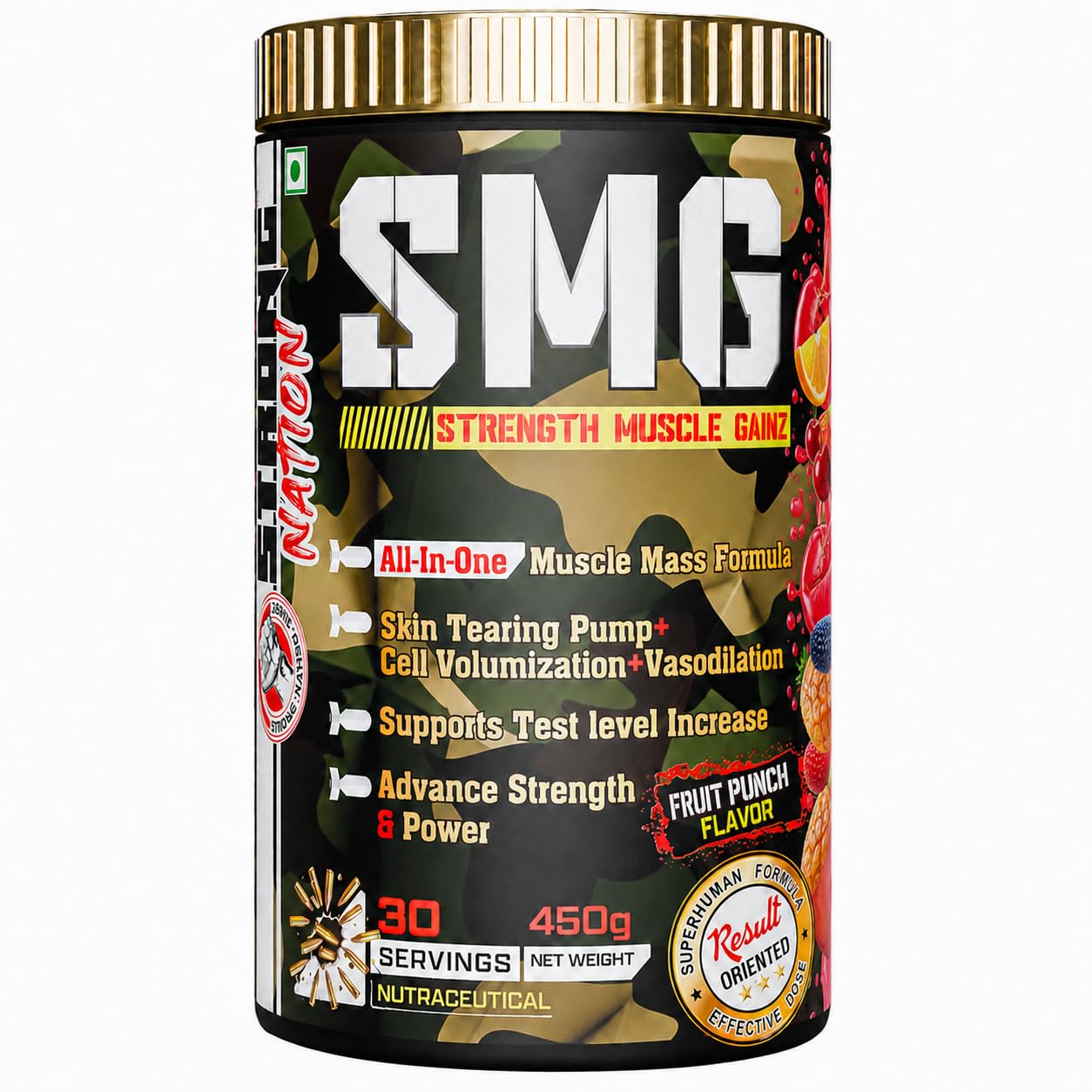 Strong Nation SMG Strength Muscle Gainz 450g | All-In-One Muscle Mass & Strength Formula | Triple Creatine Matrix, L-Citrulline, Taurine & Electrolytes | Pump, Power & Performance Support (Fruit Punch)-image-37