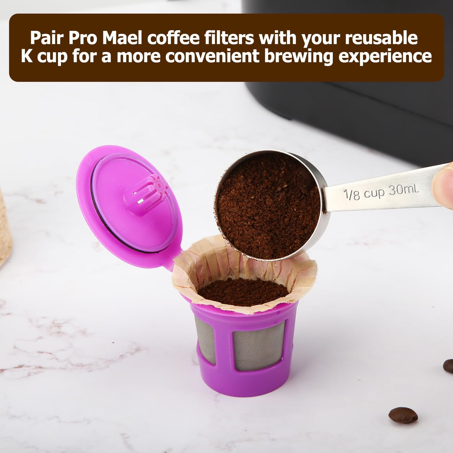 Pro Mael Disposable K Cup Filters - 720 Count, Coffee Filter Paper for Keurig Brewers Single Serve 1.0 and 2.0, Use with Reusable K Cup Pods, Natural Unbleached