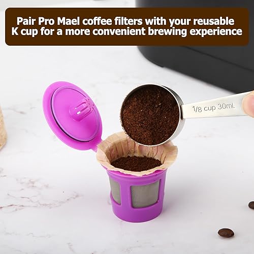 Miniatura 3 de Pro Mael Filtros desechables de taza K, papel de filtro de café para cafeteras Keurig de una sola porción 1.0 y 2.0, uso con cápsulas K Cup Natural