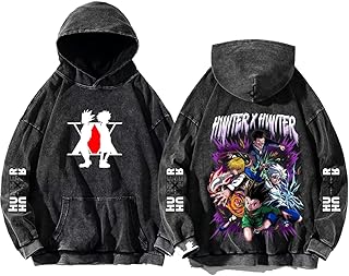 Anime HxH Killua GON kurapika hisoka friendship washed acid gray Hoodie 11
