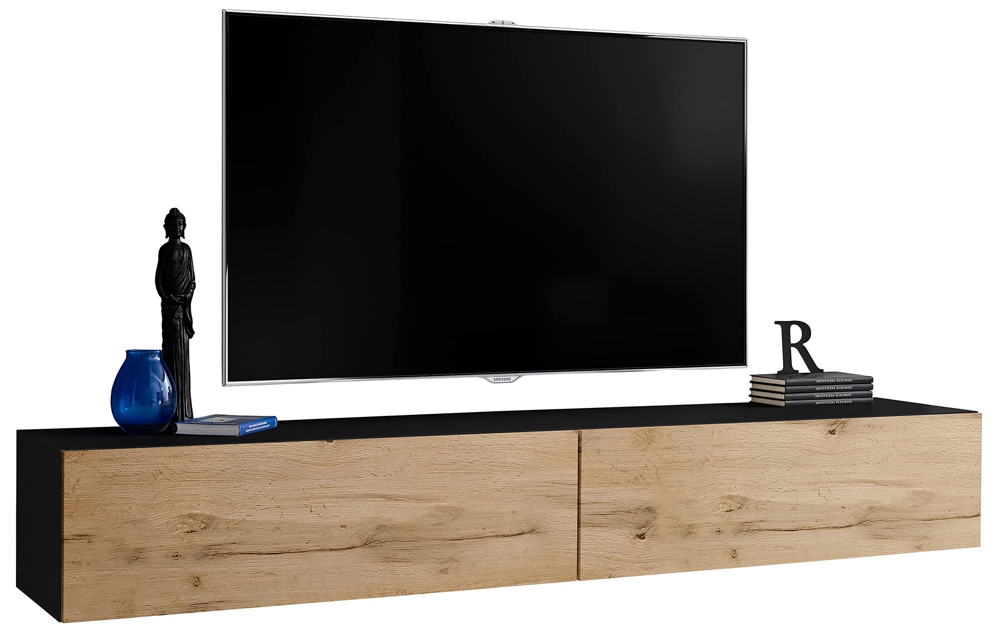 Komodee TV Schrank Loreto Wotan/Schwarz 200x30x41,5 cm
