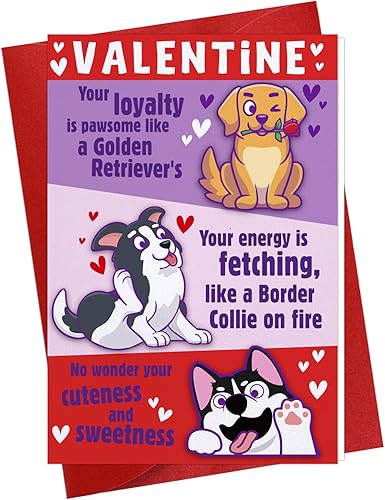 Miniatura 1 de D4DREAM Divertida tarjeta del día de San Valentín para él, Golden Retriever Tarjeta de regalo del día de San Valentín para hombres, tarjetas de