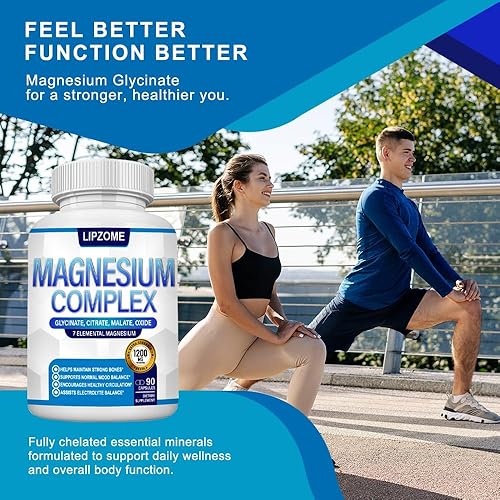 Miniatura 5 de Suplemento Complejo de Magnesio 1200mg - Mezcla avanzada de magnesio 7 en 1 - Glicinato, Citrato, Malato, Taurato, Óxido, Aspartato, Orotato -