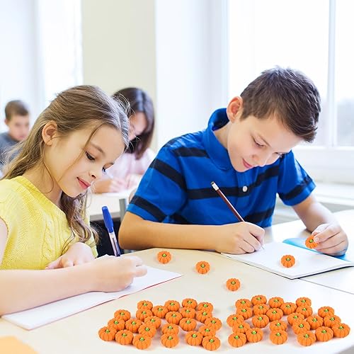 Miniatura 3 de PLULON 50 borradores de calabaza a granel para niños, mini borrador de lápiz 3D de goma de cemento para Acción de Gracias, Halloween, recuerdos de