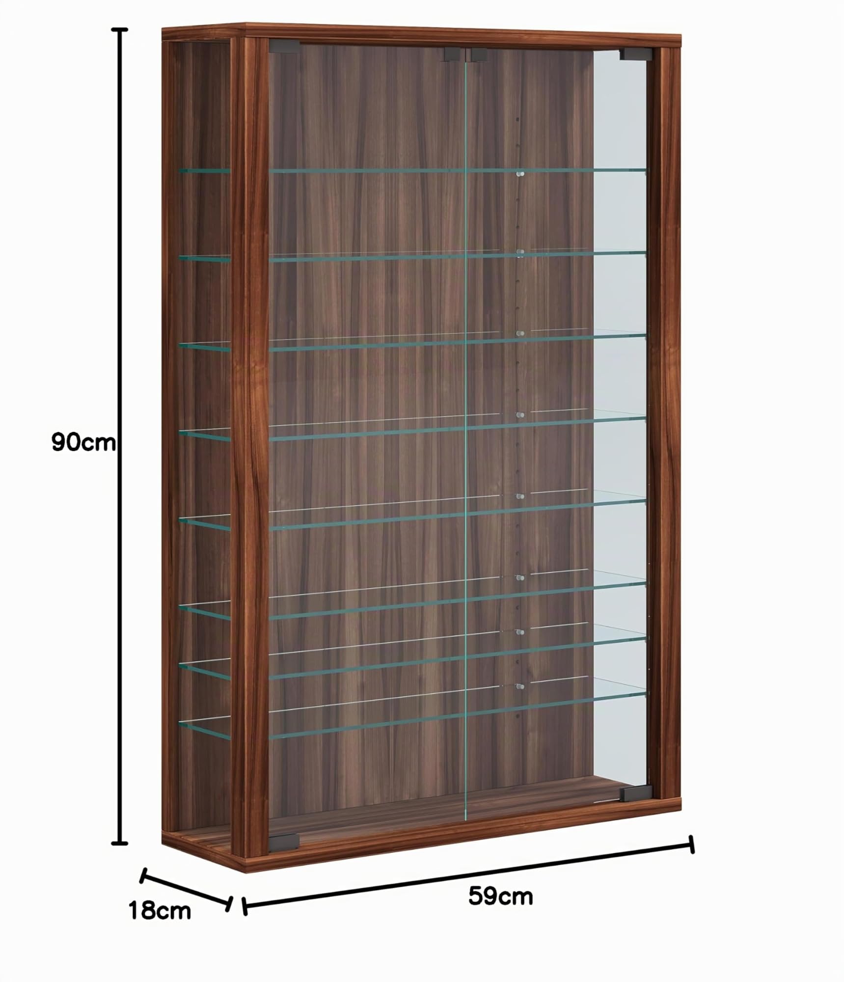 VCM Vitrosa Mini núcleo de Pared gabinete sin iluminación LED, Nogal