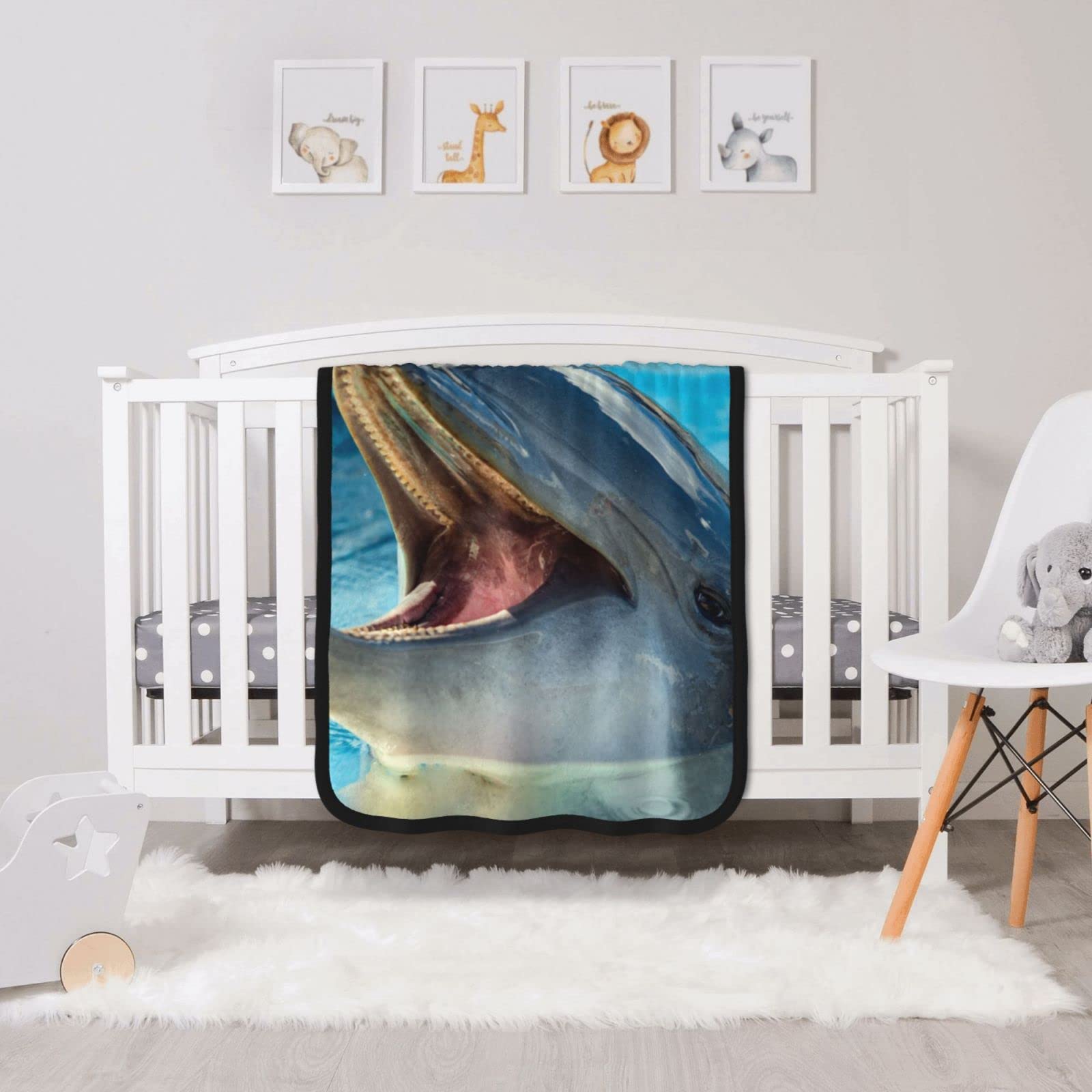 Couverture dauphins en flanelle double face 76x101 cm pour canapé