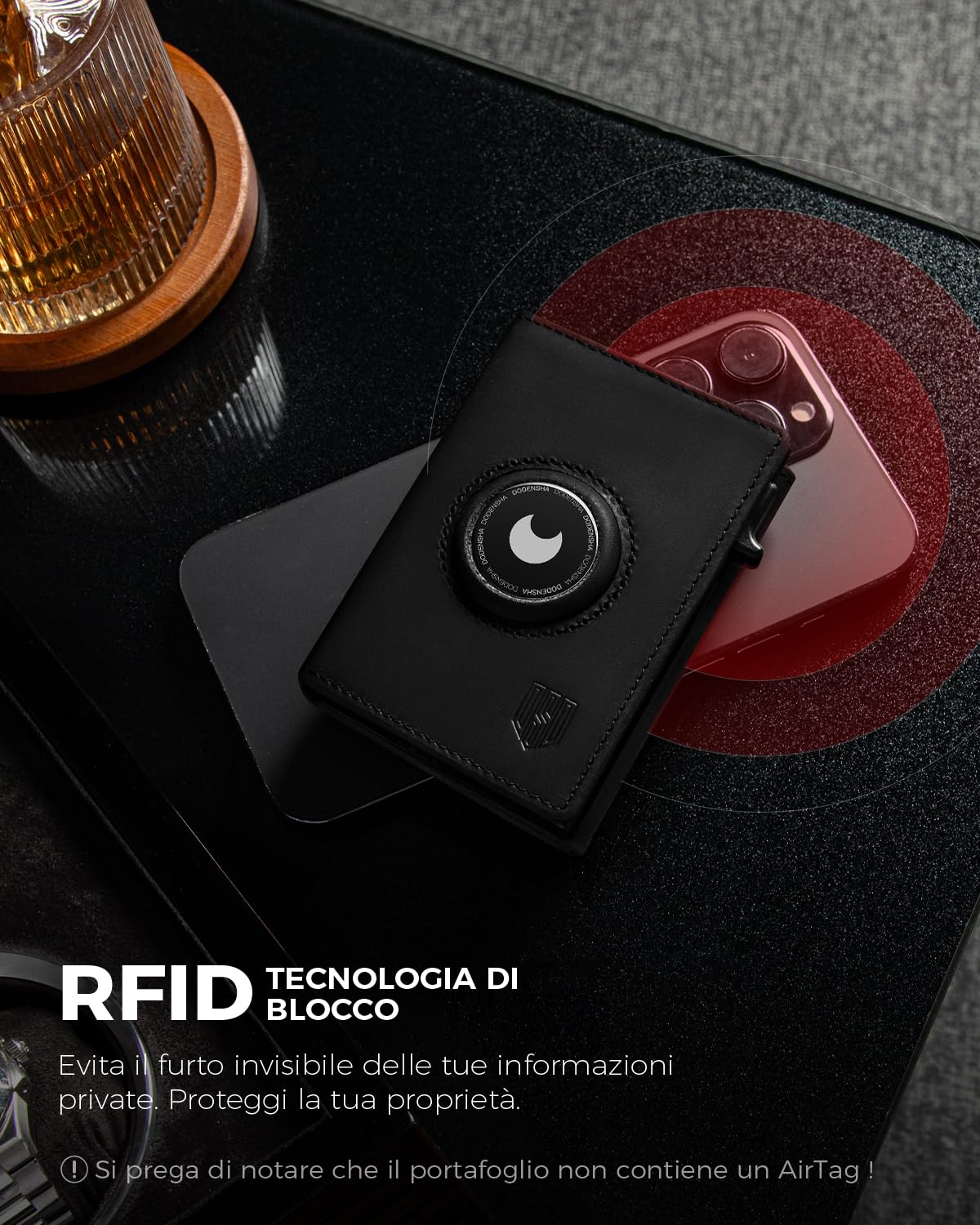 DODENSHA® MagSnap Airtag Portafoglio Uomo con protezione RFID I Portafoglio piccolo I Portafoglio intelligente piccolo per 10+ carte I Porta carte di credito I Portatessere uomo tascabile