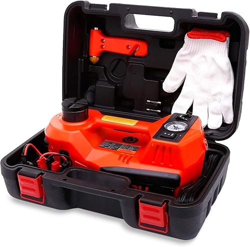 FEANISIFEI Gato eléctrico para automóvil de 5 toneladas, 12 V, con bomba inflable incorporada, gato hidráulico eléctrico para SUV, cambio de