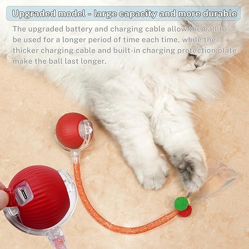 Miniatura 7 de Juguete de pelota para gatos mejorado, juguete para gatos Speedy Tail 2.0, pelota de juguete interactiva para gatos, juguetes estimulantes y