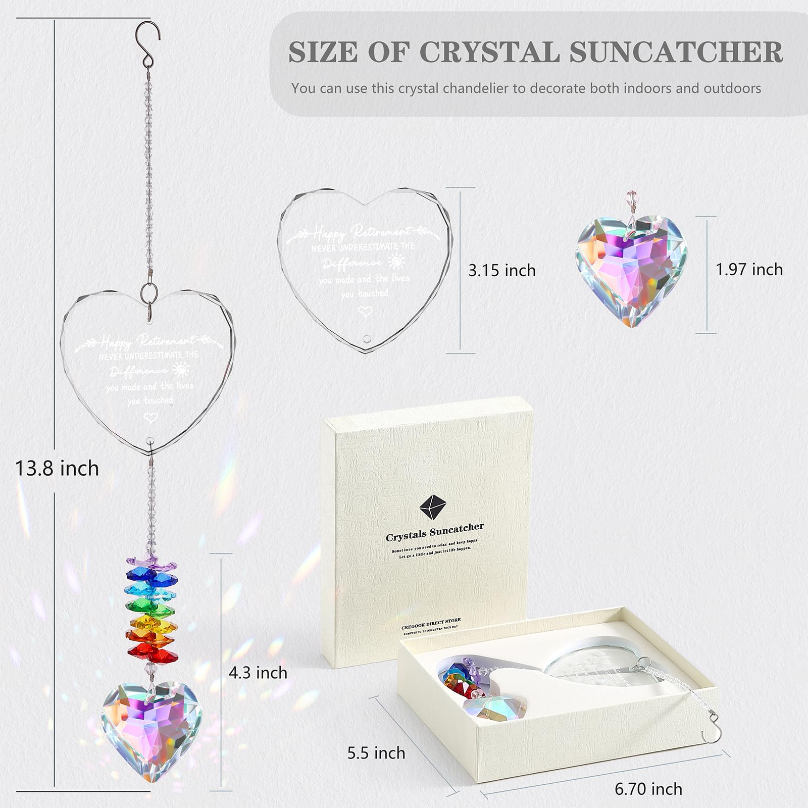 Regalos de jubilación para mujeres y hombres, atrapasueños de cristal para jubilación, decoración de feliz jubilación, regalos para amigos jubilados, compañeros de trabajo, enfermeras, maestros
