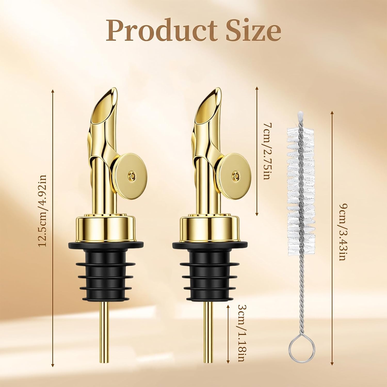 2pcs Liquor Pour Spout Set, Olive Oil Dispenser Spouts With Brush