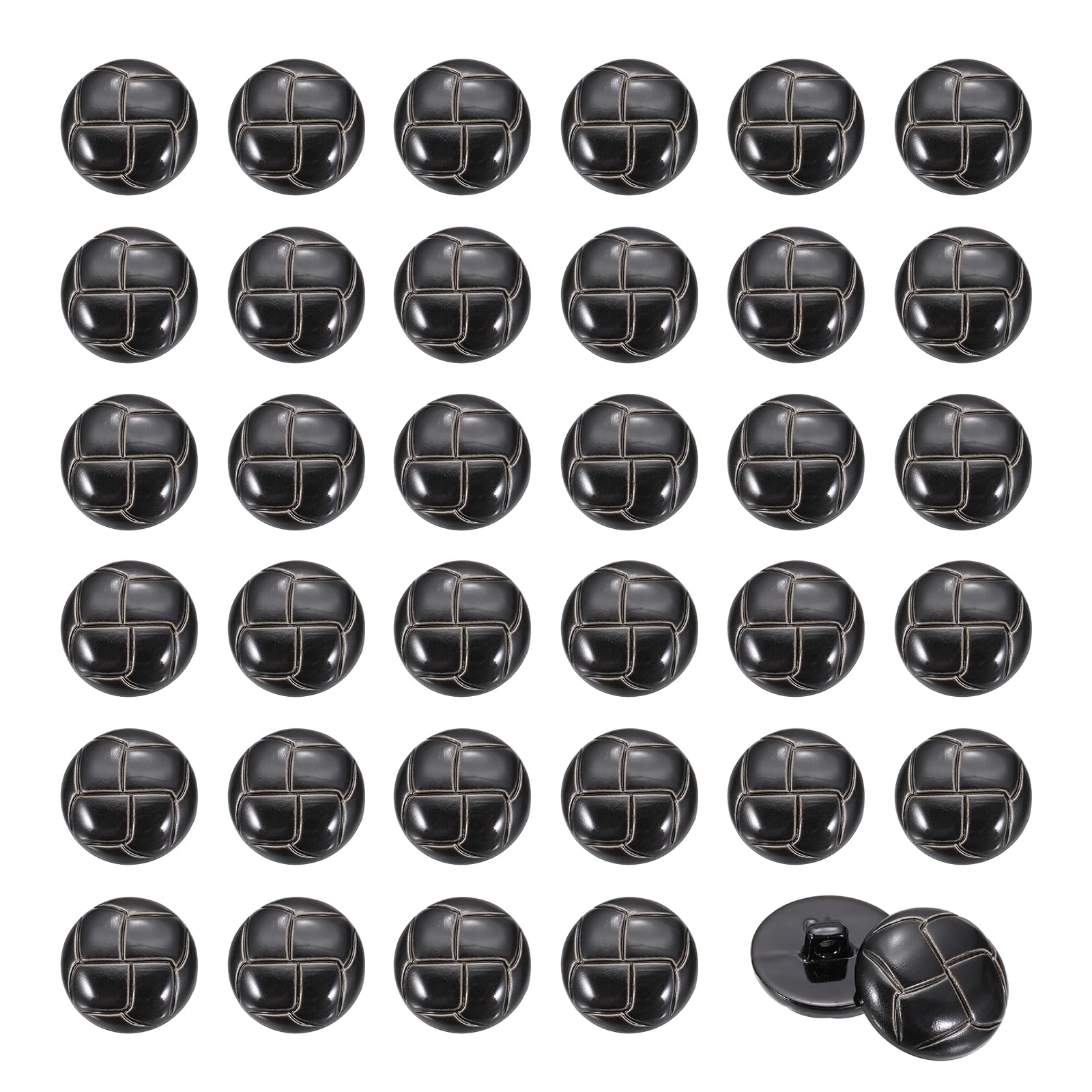 sourcing map 50Pcs Imitation Leather Style Shank Buttons, 25mm/0.98inch Plastic Round Sewing Button for DIY Coats Suits Dress Skirts Jackets Clothing Embellishment, Glossy Black
