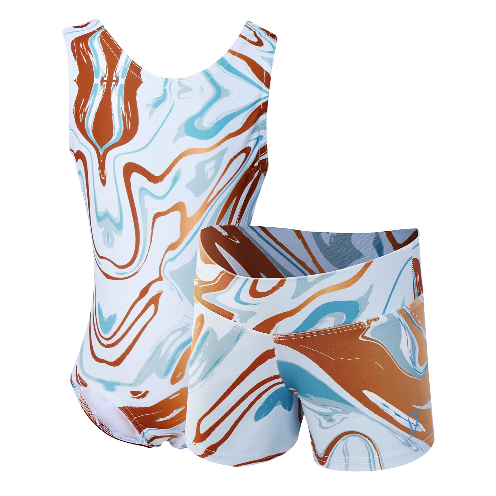 Dancina Marble Line Gymnastics Leotards for Girls &amp; Women with Shorts