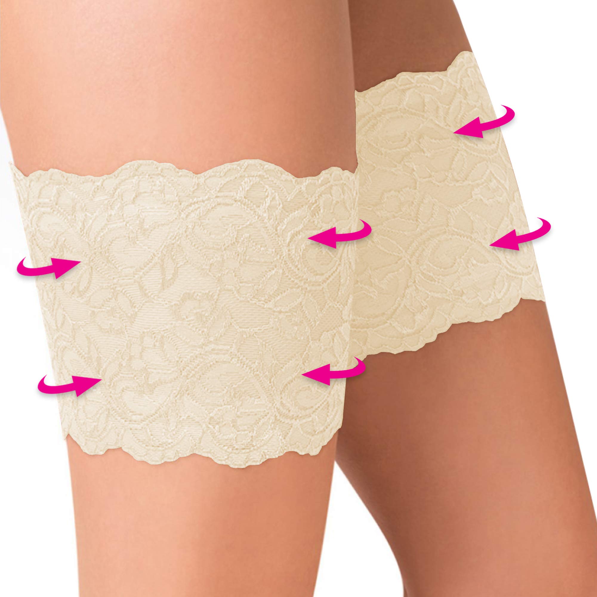 Elastische Oberschenkelbänder Gegen Reibung Spitze Anti Chafing Schenkel Band - Beige Schwarz von Gabriella