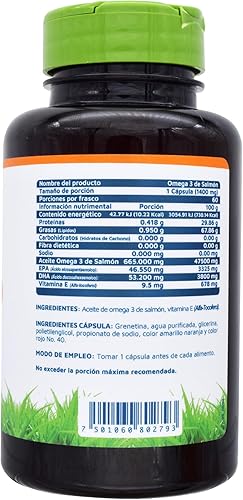 Miniatura 3 de Vidanat Aceite de salmón omega-3 60 cápsulas  Apoya la salud del corazón, cerebro y articulaciones  rico en EPA y DHA  Suplemento de aceite de