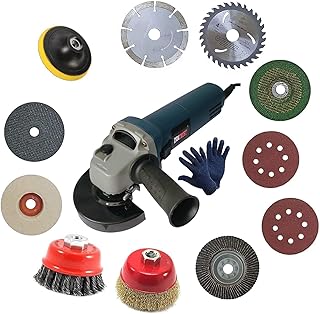 Inditrust Electric Angle Grinder Machine 950w with 12 different accessories wheels cup brush and gloves 100% Copper Winding