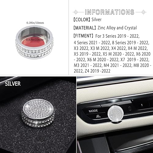 Miniatura 3 de 1797 Cubierta brillante para perilla de volumen para accesorios BMW 2019-2022 3 4 8 Series X3 X5 M3 M4 M8 X4 X6 X7 Z4 Multimedia Audio Cap Crystal