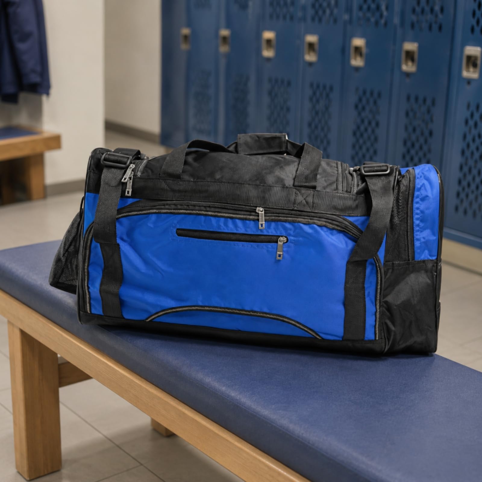 Baoblaze Borsa Sportiva Porta Attrezzatura Borsone Palestra Sacca Allenamento Zaino Equipaggiamento con Tracolla Regolabile E, Array, B款-Blu Senza Logo, 63 32 34cm