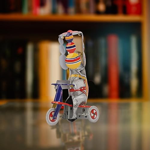 Miniatura 5 de Juguetes de cuerda, elefante en triciclo, juguete de estaño de hierro impulsado por relojes, juguete retro de estaño de elefante, colección de