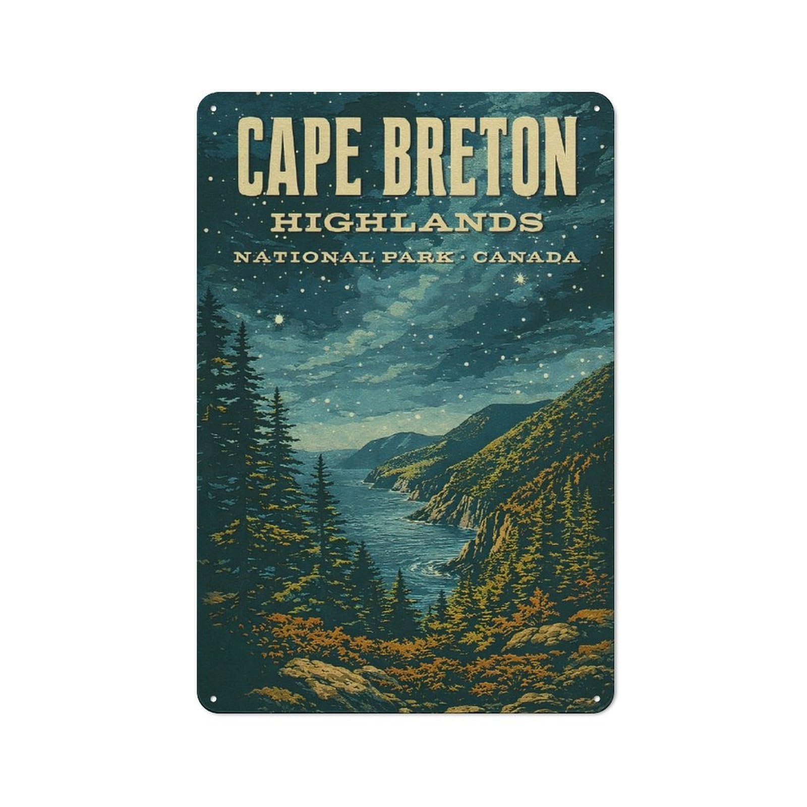Junmoney Style-10 Metal Wall Plaque With Cape Breton Highlands National Park Vintage Design 30X20cm, Simple Retro Studio Wall Plaque For Hobby Room, Office, Lounge Or Living Room