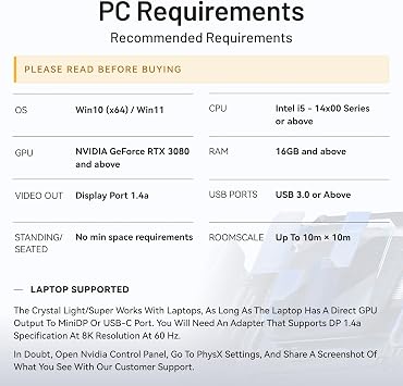 Pimax Crystal Super VR Headset & VR Glasses with Micro-OLED, 53 PPD, 3840x3552 Per Eye, 116 Field of View, Eye Tracking Ultimate Clarity for Flight & Racing Simulations & Gaming
