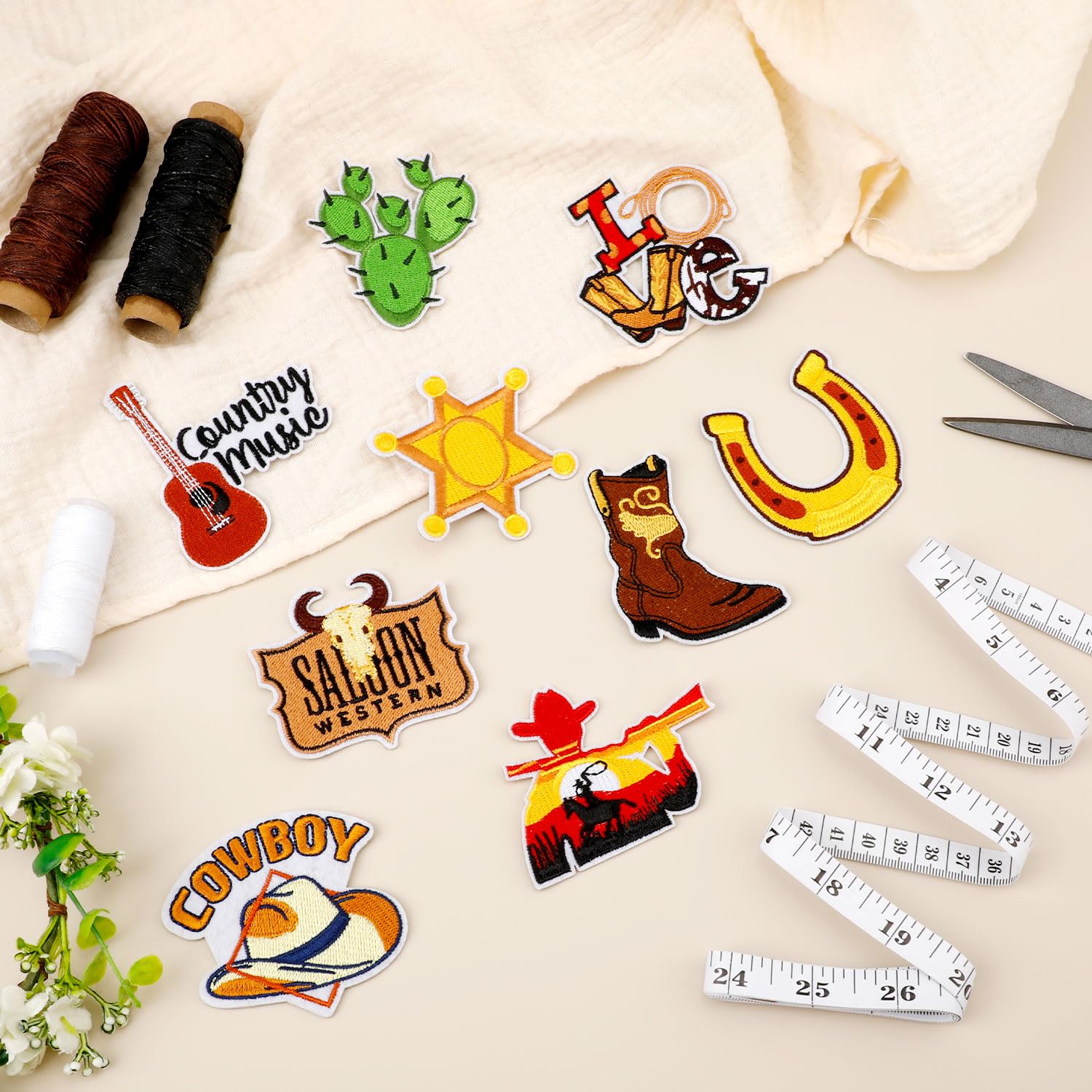 20Pcs Preppy Opstrijkbare Patches Roze Cowgirl Naaien Op