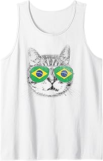 Cat Shirt Brazilian Brazil Flag Country Men Women Kids Gift Tank Top