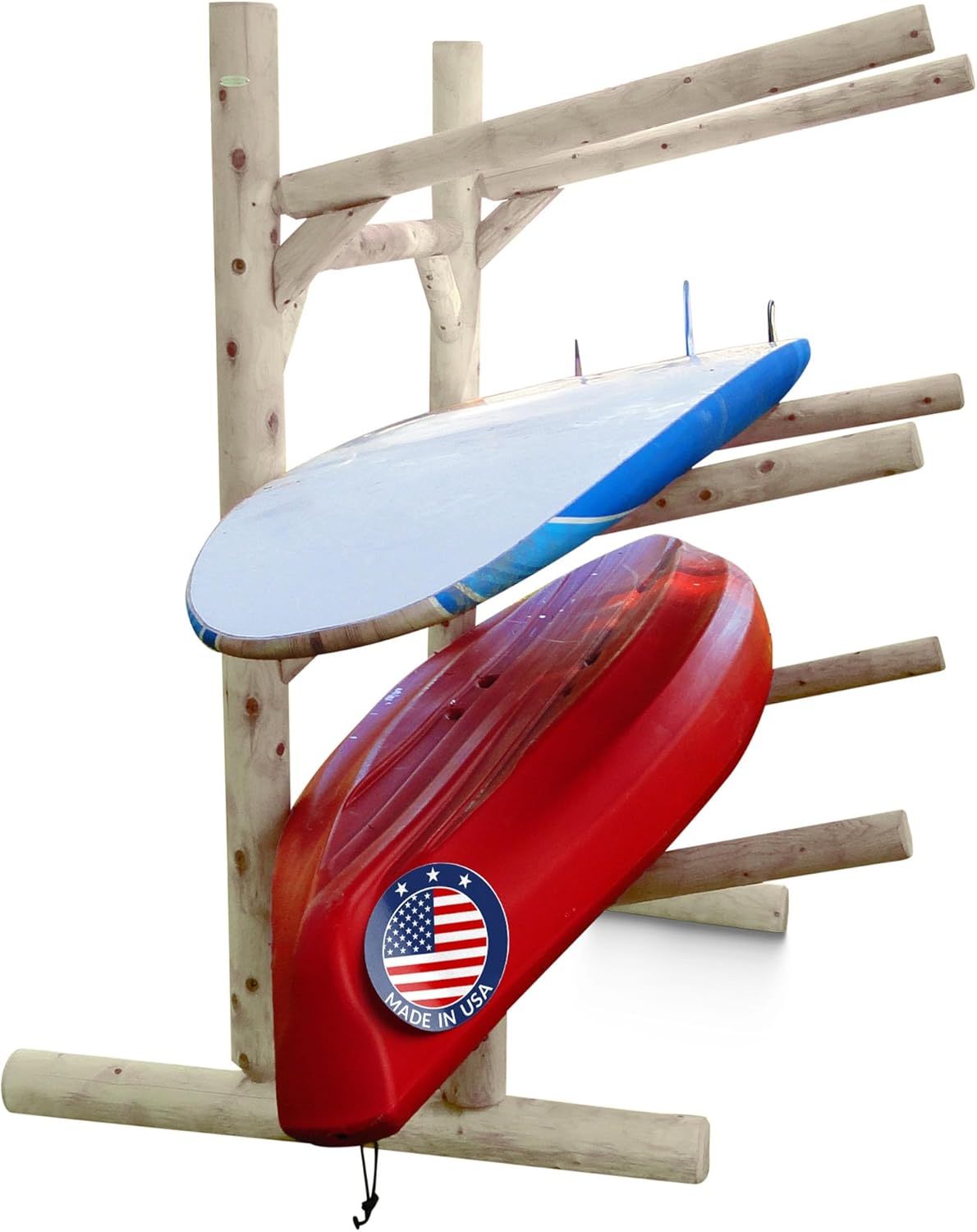 3-Place One-Sided Canoe Racks, Freestanding Canoe Stand for Garage, Outdoor & Indoor Surfboard Storage Racks or SUP Storage Stands, Kayaks - Unfinished