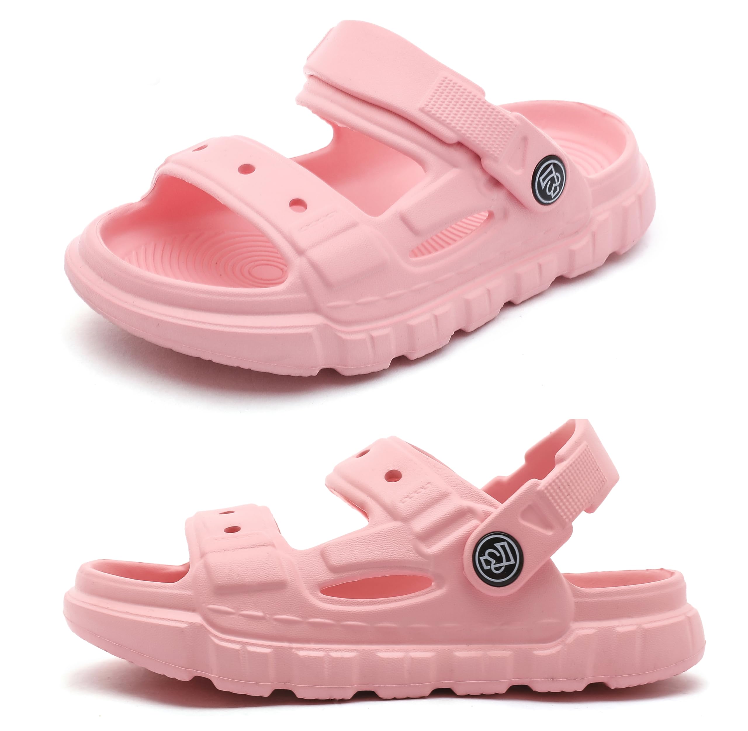LONSOEN Kids Summer Clogs Boys Girls Slide Sandals Adjustable Toddler Indoor Outdoor Slippers Children Beach Pool Shoes