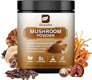 Mushroom Coffee - Lions Mane Mushroom Powder Instant Coffee with Lion's Mane, Reishi, Chaga, Cordyceps, and Turkey Tail - Mushroom Coffe Alternative for Energy, Mental Clarity & Focus, Brain Booster