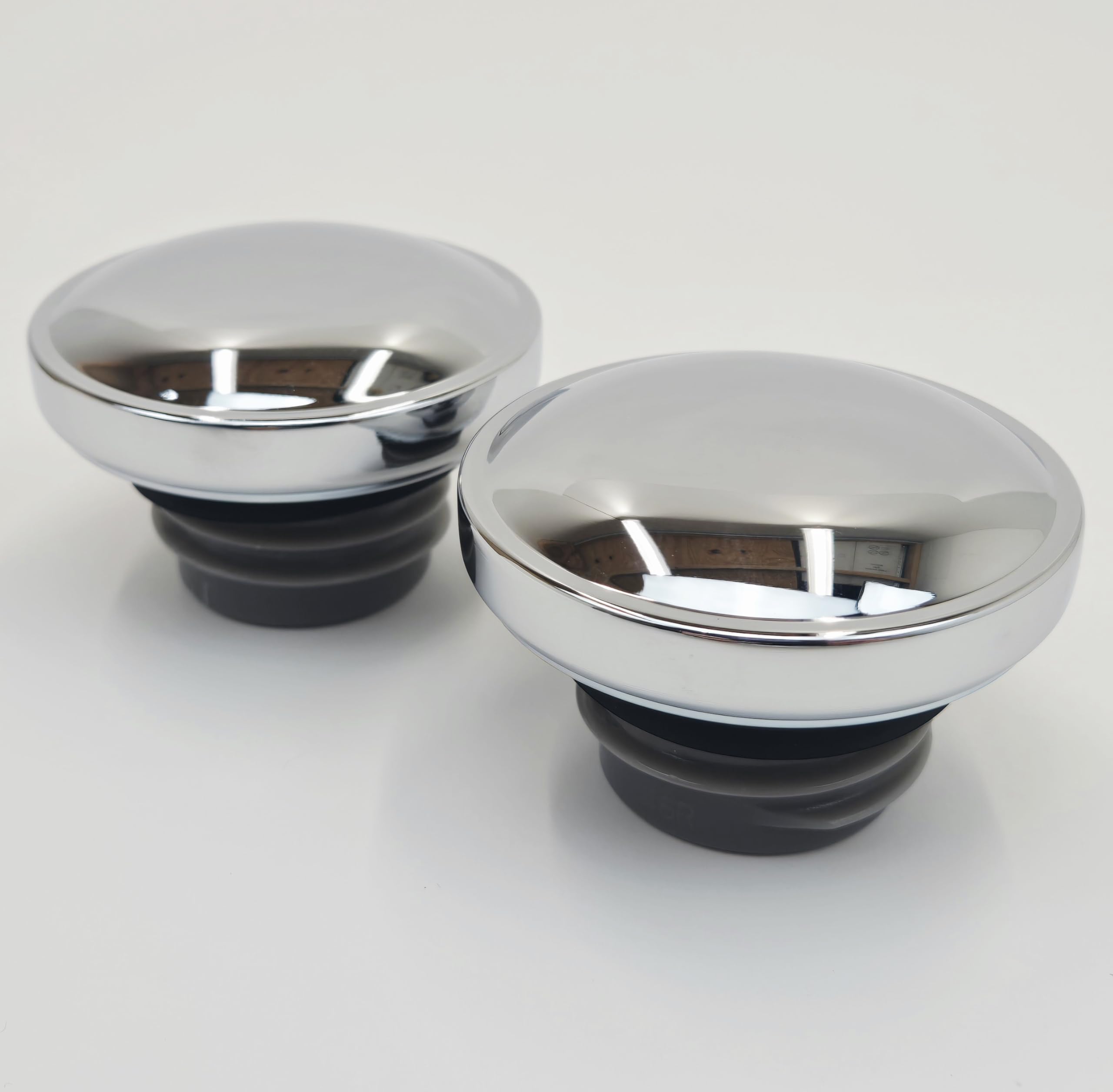 Chrome OEM Style Vented & Non-Vented Dual Gas Caps Set for 1982-1999 Harley Softail Fat Bob with Split 2-Piece Gas Tanks - SOLD AS A SET - Left and Right Hand Thread - Replaces HD# 61272-92A