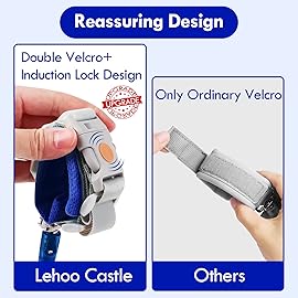 Lehoo Castle Toddler Leash, 4.9ft Kid Leash Wrist with Induction Lock, Anti Lost Wrist Link for Toddlers, Reflective Leash for Kids, Child Leashes for Toddlers (Navy Blue)