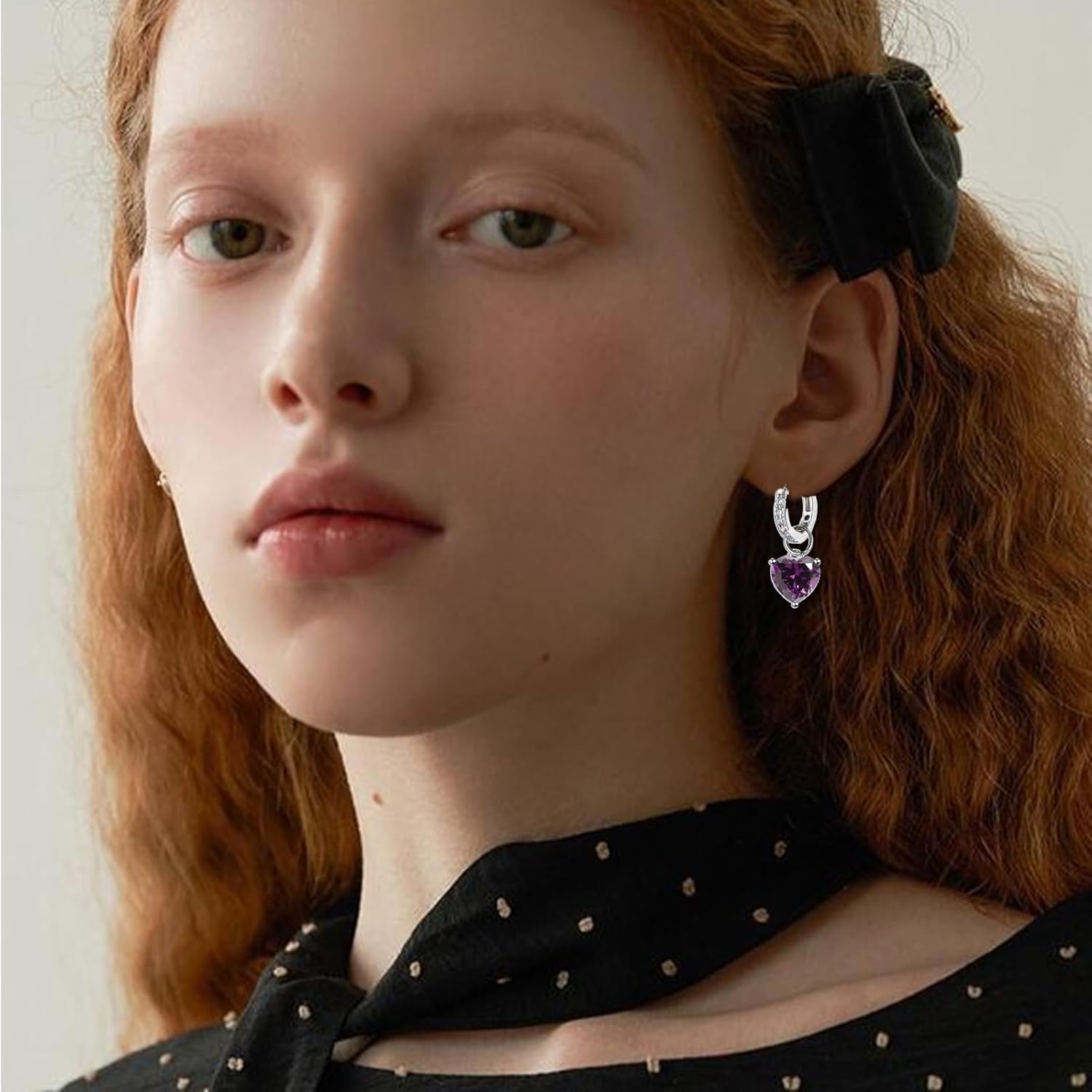 Heart Earrings for Women Trendy Love Crystal Purple Pink Green Dangling Cubic Zirconia Hoop Earrings Bling Holiday Jewelry Gifts - Image 2