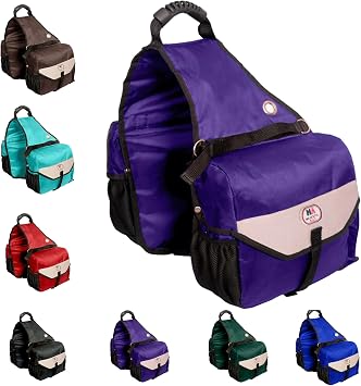 Majestic Ally Horse Saddle Bag - Nylon Insulated Leakproof Cooler, Reflective Padded with Pockets and Water Bottle Carrier, Durable Equestrian Saddle Bag