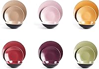 Vista 197 de Colors Life juego de vajilla, exterior negro brillante con interior de color mate