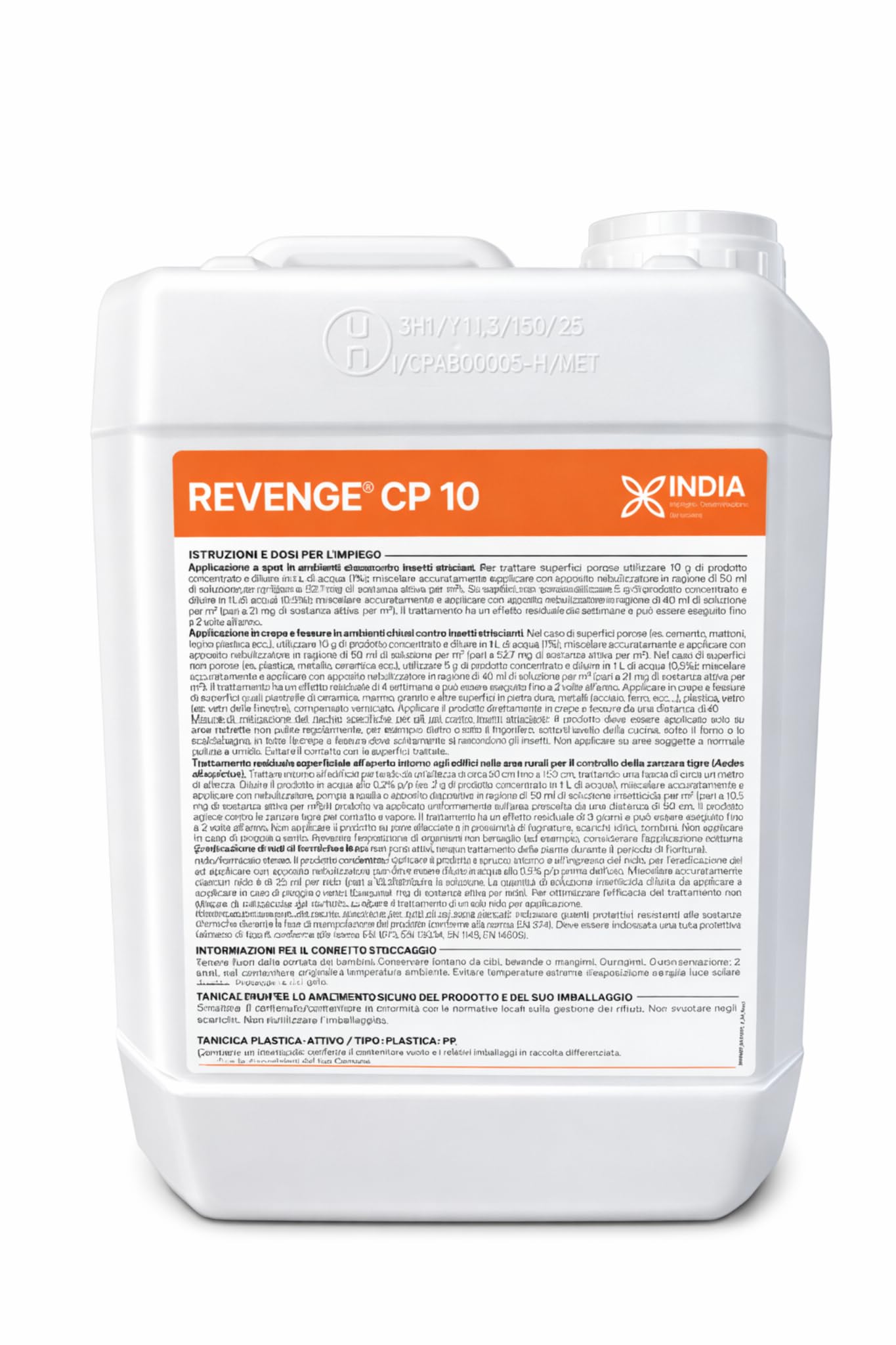 Ossian Revenge CP 10 Insetticida Concentrato Cipermetrina 10% | Antizanzare Tigre e Comune, Mosche e Scarafaggi | Uso Interno ed Esterno | Azione Residuale | Diluizione in Acqua (5 LT)
