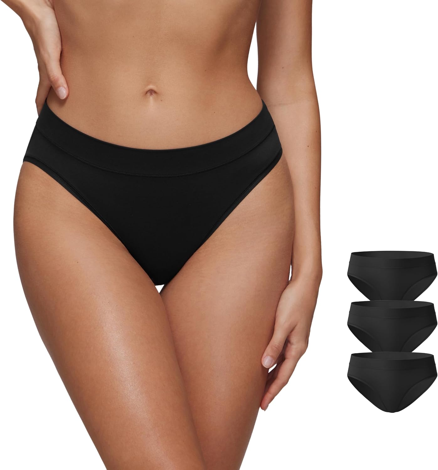 CRZ YOGA Softhold Bikini Underwear for Women - Sexy Tagless Hipster Stretch Breathable Ladies Cheeky Panties 3 Pack