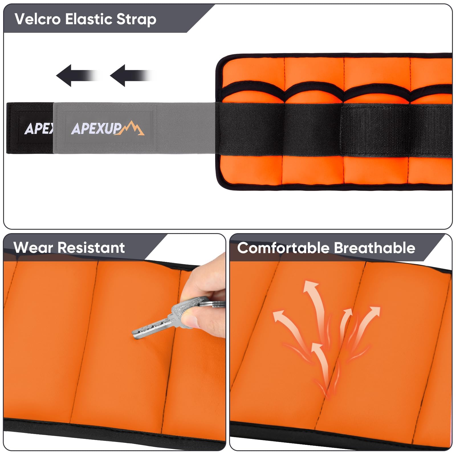 APEXUP Pesas de tobillo ajustables para hombres y mujeres, correas de peso modulares para yoga, caminar, correr, aeróbicos, gimnasio